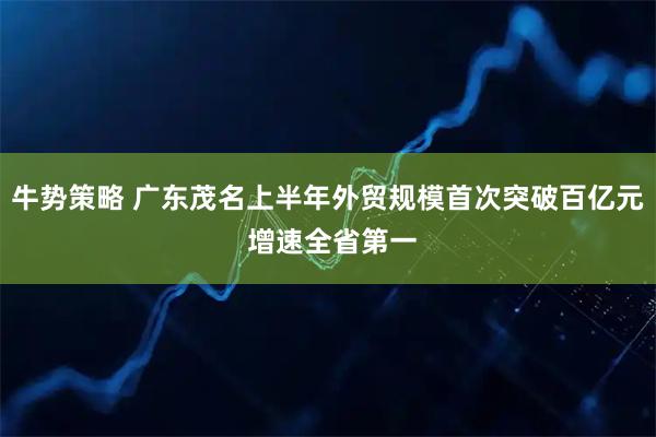 牛势策略 广东茂名上半年外贸规模首次突破百亿元 增速全省第一